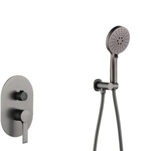 Luxury Thermostatic Shower System – Wall-Mounted Concealed Set, Chrome Mirror Finish, High-End Bathtub Mixer Taps(Brushed Grey)