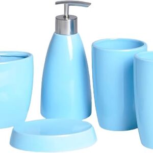 Bathroom Accessories Set Luxury Bath Accessories Bath Set Lotion Bottles, Toothbrush Holder, Tooth Mug, Soap Dish,Blue,A