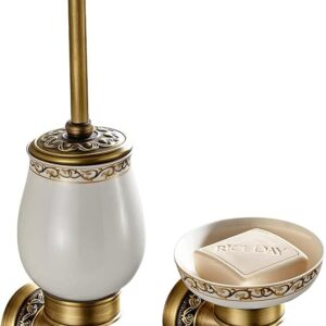 Leyden Shower Soap Dish And Antique Brass Toilet Brush With Holder For Bathroom Accessories Retro Wall Mounted