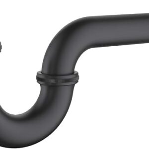 HomeStock Coastal Cool Bottle P-Trap For Bathroom Sink Decorative Brass 1.5 Inch P-Trap, Bathroom Basin Sink Waste Drain, P-Trap For Bathroom Sinks, Matte Black Finish