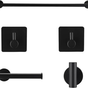 Adrinfly Bathroom Hardware Accessories 5 Pieces Set, Stainless Steel Bathroom Accessories Kit Matte Black
