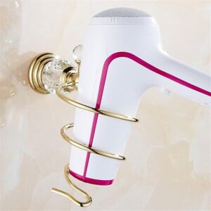 Towel Rack Crystal Silver Bathroom Accessories Set, Gold Polished Brass Bathroom Hardware Set, Wall Mounted Bathroom Products, Basket Holder, Towel Rack 1 Hair Dryer Stand A