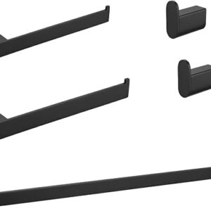 Adrinfly 5- Piece Bathroom Hardware Accessories Set, Black Bathroom Accessories Kit Wall Mounted Stainless Steel