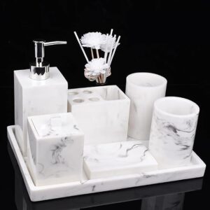 Luxury 6-Piece Resin Vintage Marble Bathroom Accessories Set with Chic Design