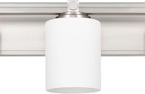 Bathroom Vanity Light Fixtures, Transitional Brushed Nickel 3 Lights Vanity Lighting Fixture With Opal Glass Shade, Porch Wall Mount Light Fixture For Bathroom, Mirror Cabinets Hallway Stairs