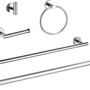 24 Bathroom Hardware Set And 32 Towel Bar Combo Set, Polished Chrome