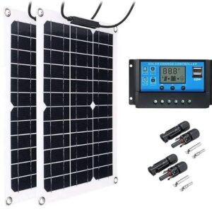 600 W 18 V Flexible Solar Panel Two Pieces 300 W Solar Panel Monocrystalline Silicon Solar Cell Photovoltaic Solar For Motorhome, Camping, Garden Shed 600W,10A