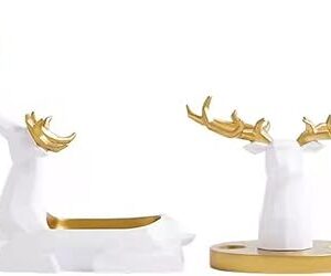 Country Wilderness Elk Farmhouse Bathroom Accessories Decor Included Dispenser, Soap Tray, Toothbrush Holder And Tumbler Ceramic,Gold