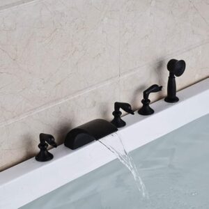 Modern Waterfall Bath Tub Faucet Set 3 Swan Switch Bathroom Bath Mixer With Brass Handheld Shower