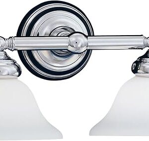 DESIGNERS FOUNTAIN Opal Essence 2-Lights Vanity Light Fixture, 17.5 Inch Wall Mount Sconce For Bathroom, Bedroom Or Mirror, Chrome, 4967-CH
