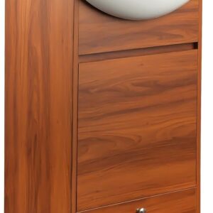 Petite 18 Inch Bathroom Vanity With Sink, Small Freestanding Bathroom Cabinet, Space-Saving Vanity Sink Combo Design, Dual Storage, Spicy Walnut