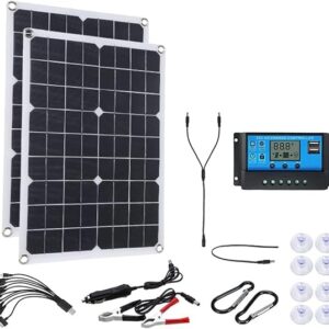 500W Off Grid Solar Kit 2Pcs 250W 18V Flexible Solar Panel Monocrystalline PV Module With Controller For Boat Car Motorhome Home Shed 12V Battery Power Charging