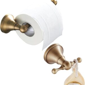 Flybath Toilet Paper Holder And Towel Hook Set Wall Mounted Antique Brass Brushed Bronze