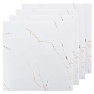 40 Sheet Vinyl Flooring 12×12 Inch Marble White Peel And Stick Floor Tile Waterproof Vinyl Floor Tiles Clearance Self Adhesive Floor Tiles Sticky Laminate Flooring On Bathroom Kitchen Basement