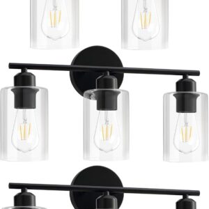 Black Vanity Light For Bathroom, Bundle Packages Include 2-Light Bathroom Vanity Light & 2Pack 3-Light Bathroom Light Fixtures
