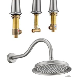 Bathtub Faucet & Rain Shower System Combo- BN
