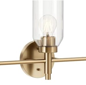 Kichler Madden 3-Light Bathroom Vanity Light, Champagne Bronze | Modern Vanity Light With Clear Glass For Single Bathroom Mirrors (24″ X 10.5″), 55185CPZ