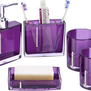 EBTOOLS 5 Pcs Luxury Acrylic Bathroom Accessories With Cup Toothbrush Bottle Soap Dispenser