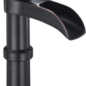 Oil Rubbed Bronze Vessel Sink Faucet Single Hole Bathroom Faucet Waterfall | Farmhouse Single-Handle,Deck Mount,Bowl Tall Body,with Supply Hose,Fits Non-Overflow Sinks,Hot/Cold Mixer