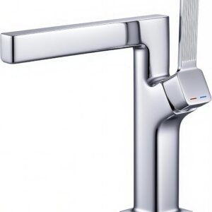 Chrome Bathroom Sink Waterfall Faucet, Solid Brass Single Handle Mixer Tap, Lavatory Vanity Sink Faucet With 2 Supply Lines For Restroom Guestroom RV Sink Vanity