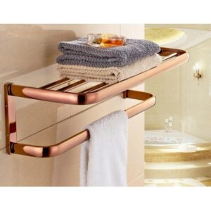 Rose Gold Copper Square Bathroom Accessories Set Bath Hardware Towel Bar Mset022
