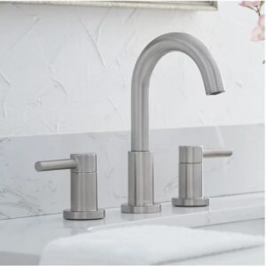 Allen+Roth Harlow Widespread Brushed Nickel Finish Bathroom Faucet