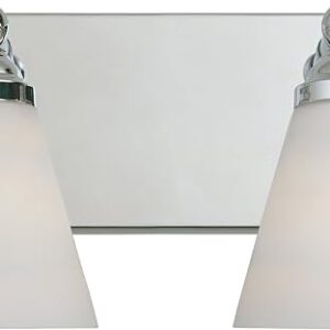 Designers Fountain 2-Lights Hudson Vanity Light Fixture, 13.7 Inch Wall Mount Sconce For Bathroom, Bedroom Or Mirror, Chrome, 6492-CH