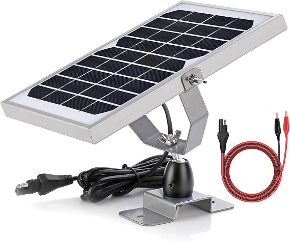 SUNER POWER 5W 6V Solar Battery Charger Maintainer, Built-in Smart MPPT Charge Controller, Waterproof 5 Watt Solar Panel Kits With Adjustable Mounting Bracket For 6 Volt Rechargeable Batteries