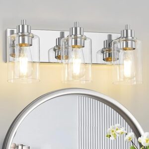 Chrome Bathroom Light Fixtures, Bathroom Vanity Light Fixtures, Chrome Vanity Lamp With Clear Glass Chrome & Clear Glass
