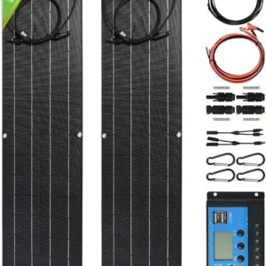 500 Watt Ultra-Thin Solar Panel, 2X 250W 12V-24V ETFE Flexible Solar Panel Kit With 40A Controller, Flexible Monocrystalline Solar Panels, Suitable For Family, Rv, Caravan, Boat