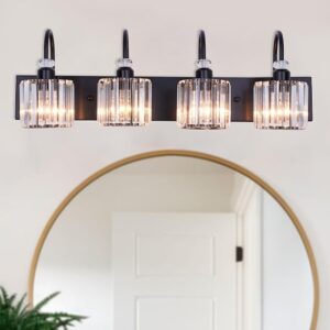 4-Light Bathroom Light Fixtures, Vanity Lights With Clear Glass Shades, Bathroom Light Fixtures Over Mirror, Modern Bathroom Wall Lamp For Living Room Cabinet Bedroom Porch (Rustic)