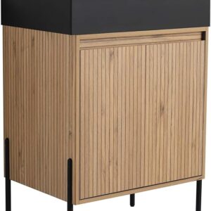 Crownpoint 24 Inch Bathroom Vanity With Sink, Black Sink, Bright Oak Finish, Full Assembly Required, Elegant Bathroom Vanities For Modern Homes