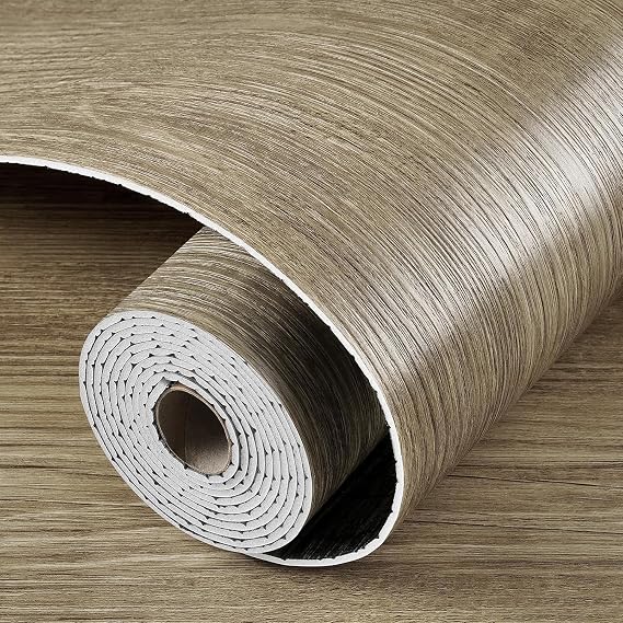 LaCheery Peel And Stick Wood Flooring Roll Vinyl Wood Flooring Waterproof Self Adhesive Wood Plank Flooring Kitchen Bathroom Vinyl Floor Tile Stickers Foam Wall Paper Roll For Floor Walls 15.8"x80"