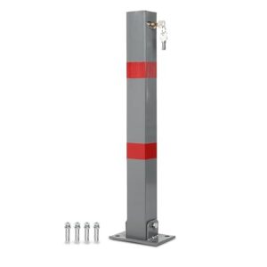 CHEDA Folding Parking Barrier Lockable Car Bollard Driveway Car Safety Security Post Silver