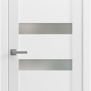 Pantry Kitchen Lite Pre-Hung Door With Hardware | Quadro 4113 White Silk With Frosted Opaque Glass | Single Panel Frame Trims | Bathroom Bedroom Sturdy Doors -36″ X 80″