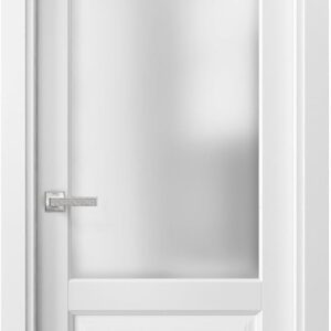 Pantry Kitchen Lite Pre-Hung Door | Lucia 22 White Silk With Frosted Opaque Glass | Single Panel Frame Trims | Bathroom Bedroom Sturdy Doors-28″ X 80″