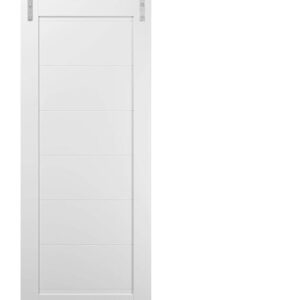 Sliding Barn Door 18 X 84 With Stainless Steel 6.6ft Hardware | Quadro 4115 White Silk | Top Mount Rail Hangers Sturdy Silver Set | Wooden Solid Panel Interior Doors