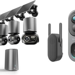 BOTSLAB 5MP Wireless Video Doorbell Camera + 4K Security Cameras Wireless Outdoor 4 Cam-Kit