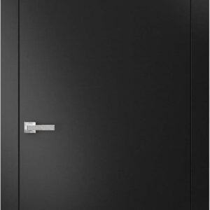 Modern Solid Interior Door 18 X 80 Inches With Handle | Planum 0010 Black Matte | Single Regural Panel Frame Trims | Bathroom Bedroom Sturdy Doors