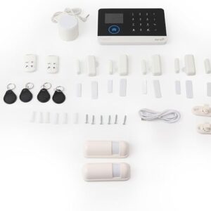 Matybobe WiFi GSM Home Alarm Security System, 2.4in LCD Wireless DIY Smart Home Burglar Security Alarm System 16 Piece Kit, Compatible With Alexa Home Voice Control For Home Security