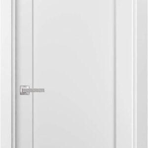 Pantry Kitchen Door 30 X 80 Inches With Hardware | Quadro 4111 White Silk | Single Pre-Hung Panel Frame Trims | Bathroom Bedroom Sturdy Doors