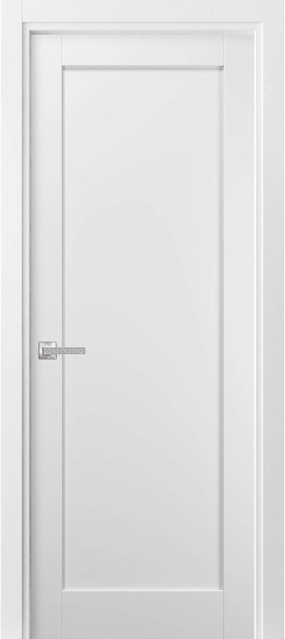 Pantry Kitchen Door 30 X 80 Inches With Hardware | Quadro 4111 White Silk | Single Pre-Hung Panel Frame Trims | Bathroom Bedroom Sturdy Doors