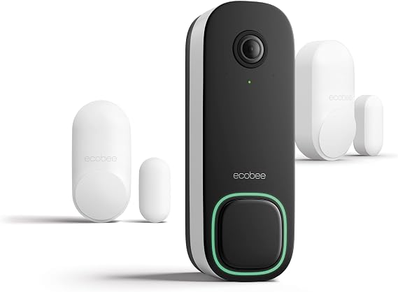 Ecobee Security Bundle Pack Smart Doorbell Camera Wired + SmartSensor For Doors And Windows 2-Pack