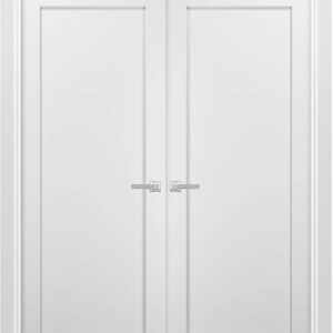 Quadro 4111 | Double Swing Interior French Doors With Glass, MDF, Hardware Included, 36×80, White, Modern