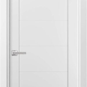 Quadro 4115 | 18 X 80 | White Interior Single Swing Door With No Glass | Solid MDF Door In Modern Style | Hardware Included