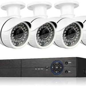 Eversecu 4 Channel Security Camera System 1080P Lite DVR And 4 2.0MP 1080P Weatherproof Cameras Support Night Vison Weatherproof, Motion Alert, Smartphone, PC Easy Remote Access NO HDD Included