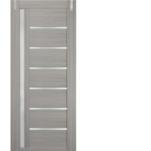 Sturdy Barn Door 42 X 96 Inches Frosted Glass | Quadro 4088 Grey Ash | Top Mount Stainless Steel 8FT Rail Hangers Heavy Set | Solid Panel Interior Doors