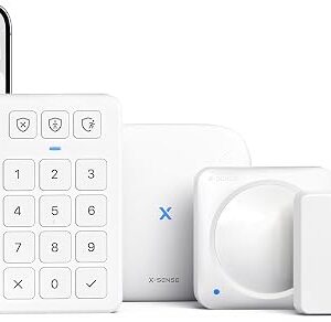 X-Sense Smart Home Security System, Wireless Security System 5-Piece Set, Supports Mobile App Alerts, Compatible With Alexa, Includes 1 Base Station, 2 Door Sensors, 1 Motion Sensor, 1 Keypad, AS05
