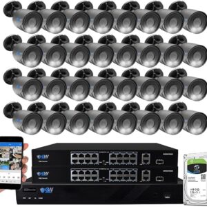 GW 32 Channel 4K OutdoorIndoor Security Camera System with Face Recognition & AI Detection – 32 x 4K UltraHD Cameras, 24-7 Recording