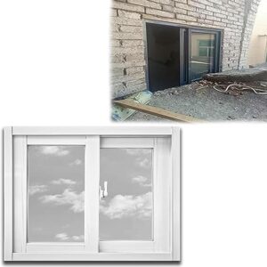 Black/White Double Pane Windows For Houses 20 24 28 32 36 40 44 48 50 Inch Wide, Horizontal Sliding Window Replacement For Sheds, Bathroom, Basement And Chicken Coops(White,WxH 26x14in/65x35cm)